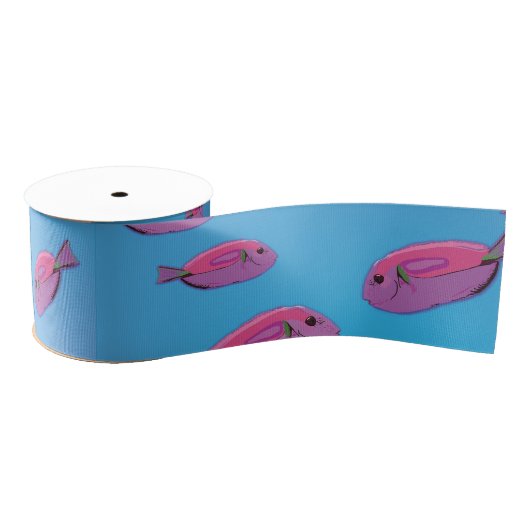 Ruban Gros-grain Poissons roses Ruban, Poisson tropical (Bobine)