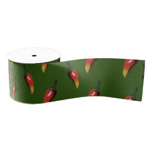 Ruban Gros-grain Poivrons de piment rouge colorés