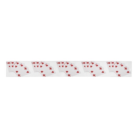 Ruban Gros-grain Poker Hands - Flush droit - Coeur (Devant)