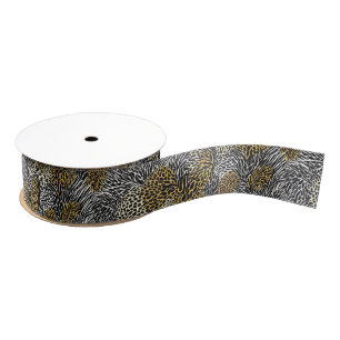 Ruban Gros-grain Poster de animal mixte Zebra Leopard Tiger Impress