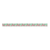 Ruban Gros-grain Preppy Palm Beach Motif de fleurs tropicales (Devant)