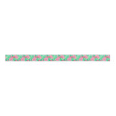 Ruban Gros-grain Preppy Palm Beach Motif de fleurs tropicales (Devant)