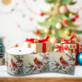 Ruban Gros-grain Pretty Christmas Cardinal and Pine Branches