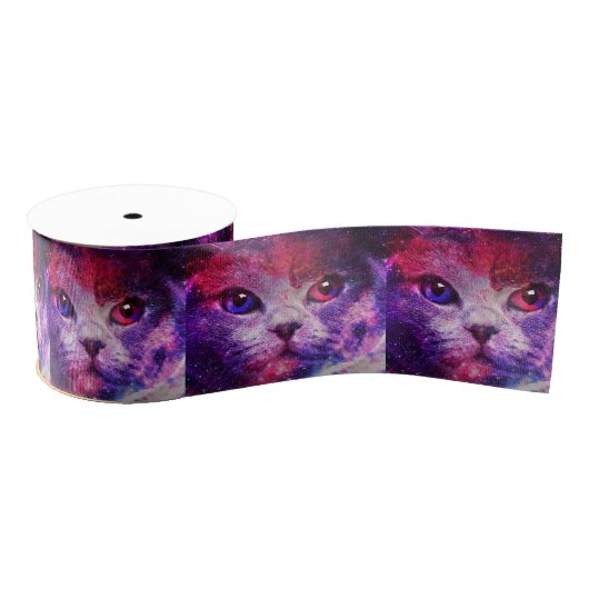 Ruban Gros-grain Purple Galaxy Cat (Bobine)