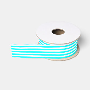 Ruban Gros-grain Rayure blanche et bleu aqua