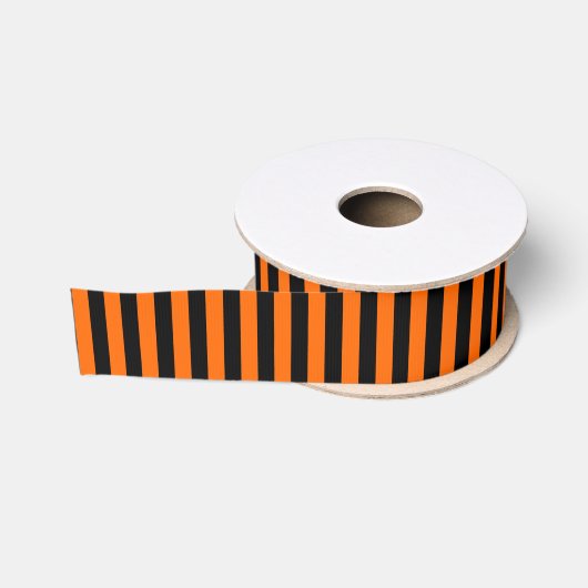 Ruban Gros-grain Rayure noir/Orange Halloween (Bobine)