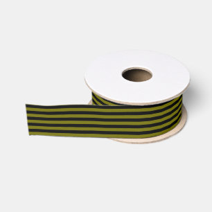 Ruban Gros-grain Rayure noire et vert olive