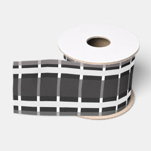 Ruban Gros-grain Rayures à carreaux de Noël noir et blanc