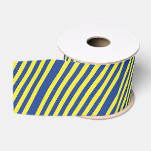 Ruban Gros-grain Rayures bleu foncé et jaune 