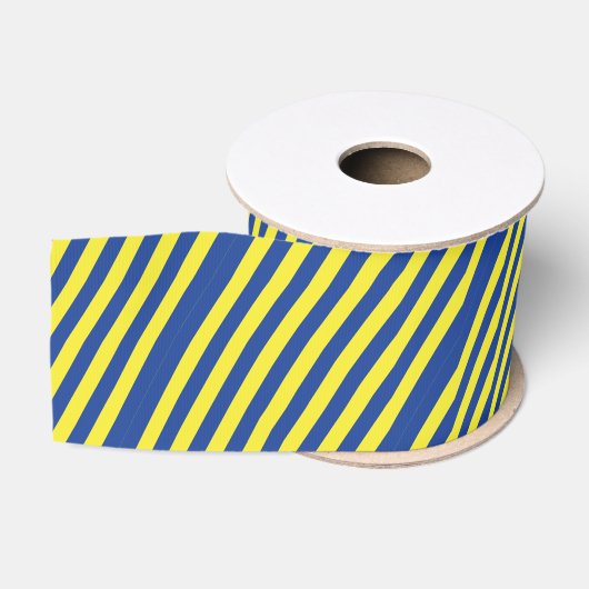 Ruban Gros-grain Rayures bleu foncé et jaune (Bobine)