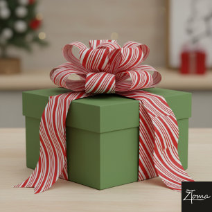 Ruban Gros-grain Rayures de canne à sucre Rouge Nœud Festif Noël