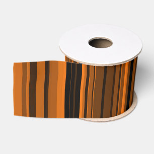 Ruban Gros-grain Rayures Marron Noir Orange
