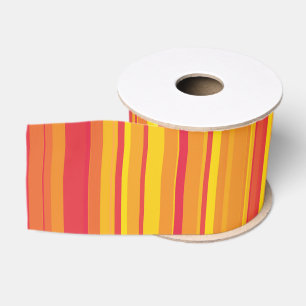 Ruban Gros-grain Rayures Orange Rouge Jaune