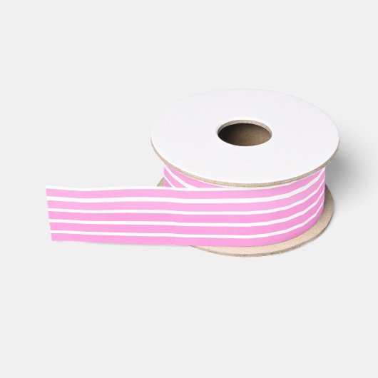 Ruban Gros-grain Rayures roses et blanches (Bobine)