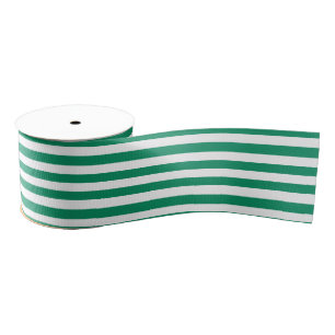 Ruban Gros-grain Rayures   Vert et blanc   Personnalisable