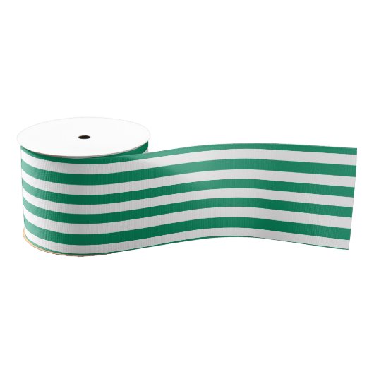 Ruban Gros-grain Rayures | Vert et blanc | Personnalisable | (Bobine)