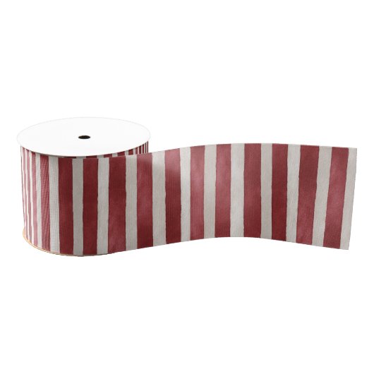 Ruban Gros-grain Red Cream Stripes Christmas (Bobine)