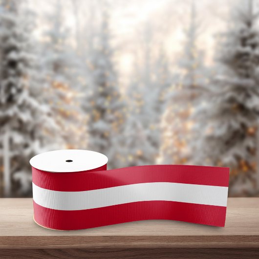 Ruban Gros-grain Red & White Bold Retro Stripes Christmas