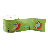 Ruban Gros-grain Retro Lecture Femme Grosgrain Ribbon (Bobine)