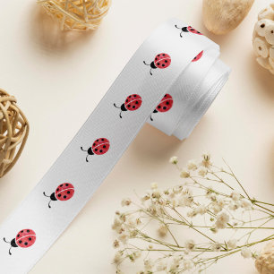 Ruban Gros-grain Ribbon à grains d'aquarelle Ladybug