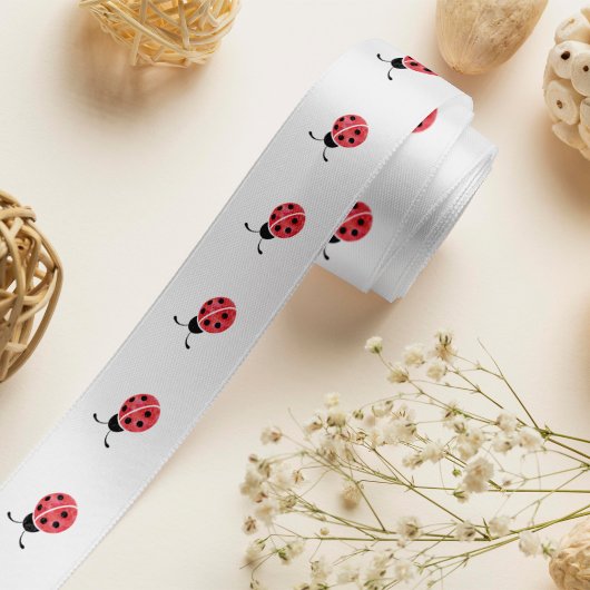 Ruban Gros-grain Ribbon à grains d'aquarelle Ladybug