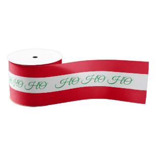 Ruban Gros-grain Ribbon de Noël & Ho Ho Ho Stripe Rouge/Vert bonbon