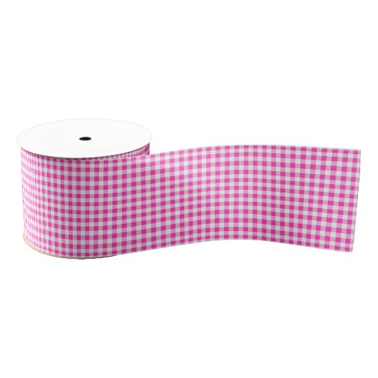 Ruban Gros-grain Ribbon Fuchsia En vichy Grosgrain (Bobine)