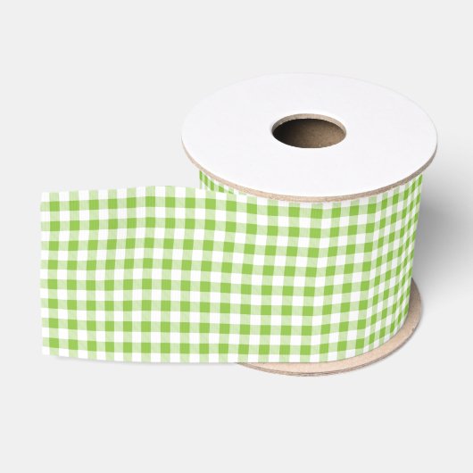 Ruban Gros-grain Ribbon vert En vichy (Bobine)
