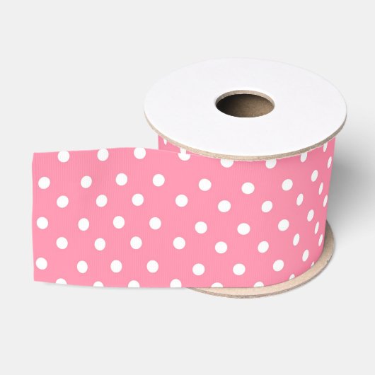 Ruban Gros-grain Rose avec points blancs (Bobine)