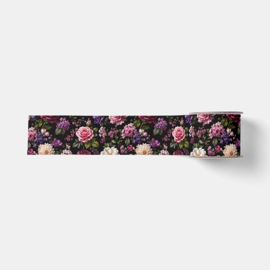 Ruban Gros-grain Rose en velours noir (Devant)
