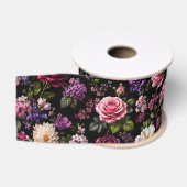Ruban Gros-grain Rose en velours noir (Bobine)