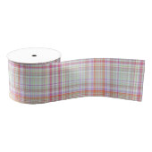 Ruban Gros-grain Rose et vert Élégant Moderne Simple Plaid Motif (Bobine)