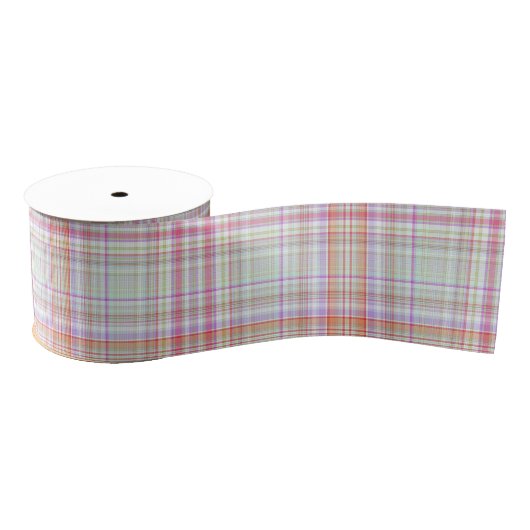 Ruban Gros-grain Rose et vert Élégant Moderne Simple Plaid Motif (Bobine)