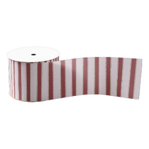 Ruban Gros-grain Rose Pâle Rouge Rayures Noël