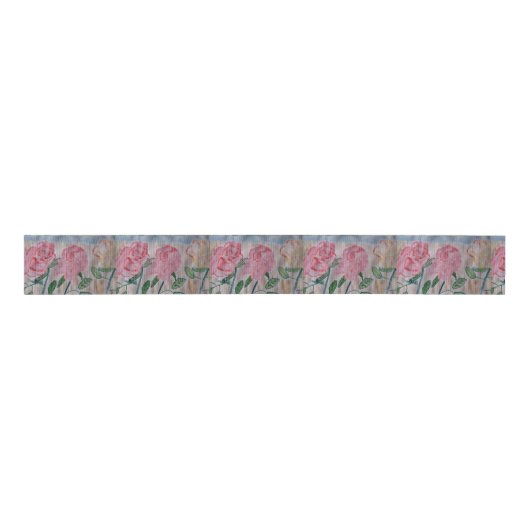 Ruban Gros-grain Roses d'été Abstraits (Devant)