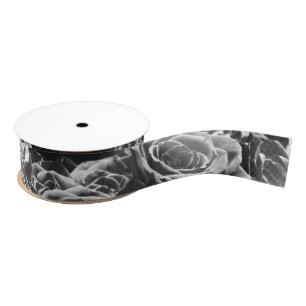 Ruban Gros-grain Roses gris, photo florale grise