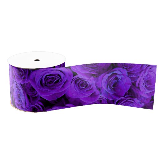 Ruban Gros-grain roses violet romantique, joli bouquet de rose (Bobine)