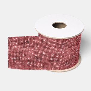 Ruban Gros-grain Rouge de Noël Faux Paillettes Fêtes