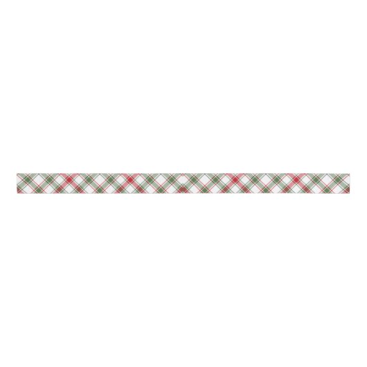Ruban Gros-grain Rouge Vert Diagonal Blanc Plaid 1,5 Pouce (Devant)