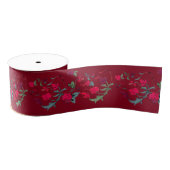 Ruban Gros-grain Ruban floral de Wassail rouge profond (Bobine)