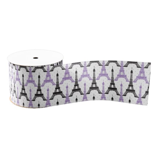 Ruban Gros-grain Rubans chic violet Paris Tour Eiffel (Bobine)
