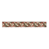 Ruban Gros-grain Rustic Christmas Red Green and Cream Tartan (Devant)