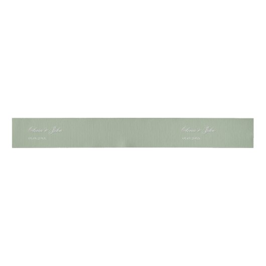 Ruban Gros-grain Sage Noms Mariages (Devant)