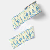 Ruban Gros-grain Sapin de Noël Renne Drôle Neige Bleu Motif (Dos)