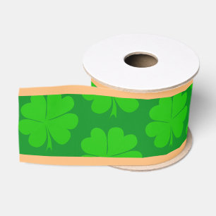 Ruban Gros-grain Shamrock & Lucky Clover leaf / Irish Saint Patrick