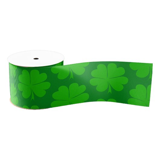 Ruban Gros-grain Shamrock & Lucky Clover leaf / Irish Saint Patrick (Bobine)