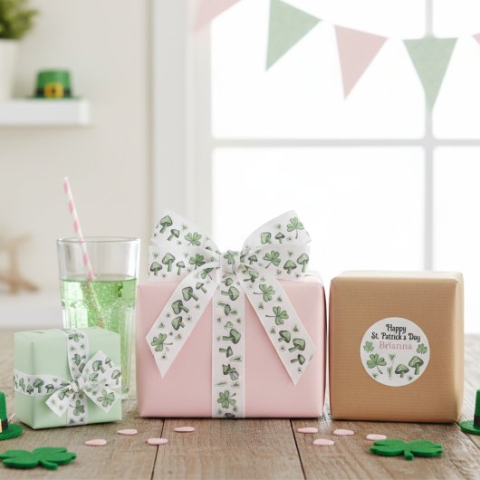Ruban Gros-grain Shamrocks et coeurs verts 3"