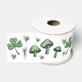 Ruban Gros-grain Shamrocks et coeurs verts 3" (Bobine)