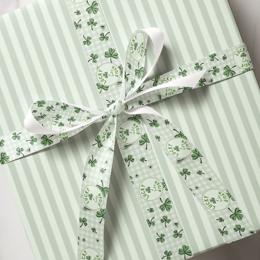 Ruban Gros-grain Shamrocks verts monographiés par sexe