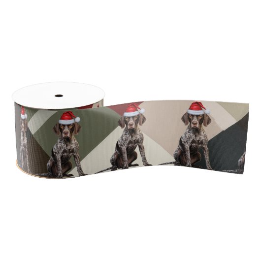 Ruban Gros-grain Shorthair Pointer Holiday Plaid Chien mignon Noël (Bobine)